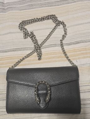 Black Leather Chain Shoulder Bag - Designer Style